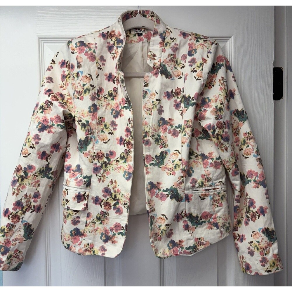 Women’s Floral 100% Viscose Blazer Jacket Long Sleeve Sz M People Of Pantaloon